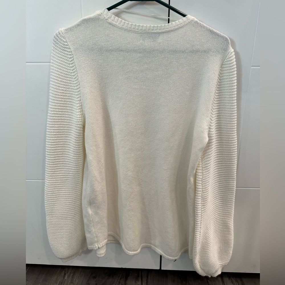 Style & Co. White Crew Neck Sweater with Textured Knit size medium - Picture 3 of 4